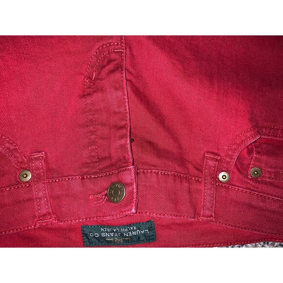 Lauren Ralph Lauren Red Skinny Jeans Size 8 Mid Rise Stretch Denim Pants - Picture 10 of 12